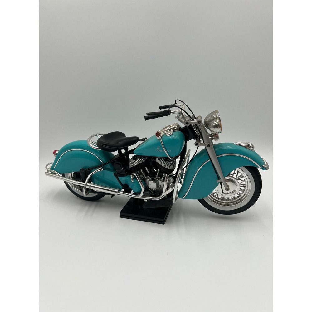 Vintage Indian Chief Diecast Motorcycle Model Teal Turquoise 1:10 Scale 1948